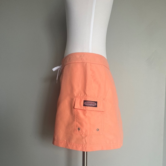 NWT Vineyard Vines Cargo Pocket Drawstring Boat Bright Orange Logo Casual Skirt - Picture 3 of 14